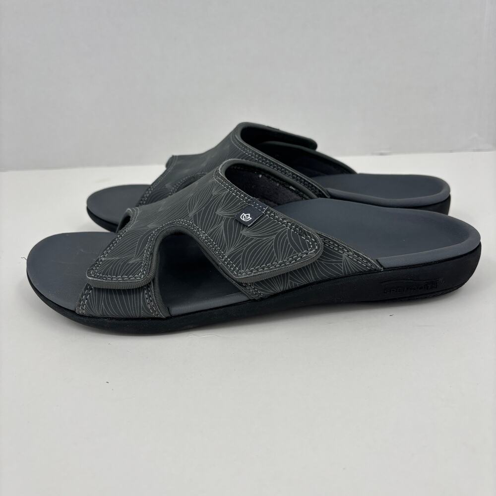 Spenco Wave Slide Sandals Size 10 Gray Orthotic Comfort Arch Support Adjustable - Picture 4 of 9
